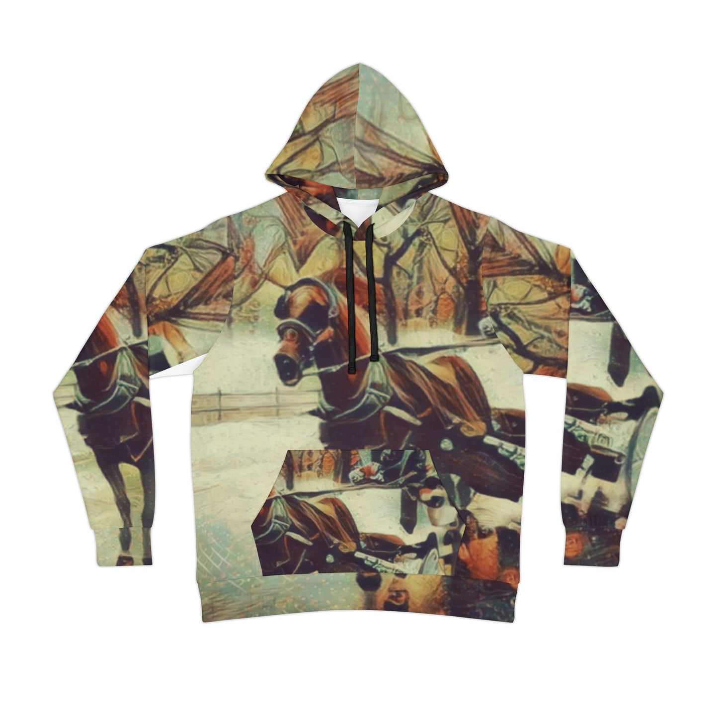 Hooded Sweatshirt with "NYC Central Park Horse and Carriage" image.  Full Color.