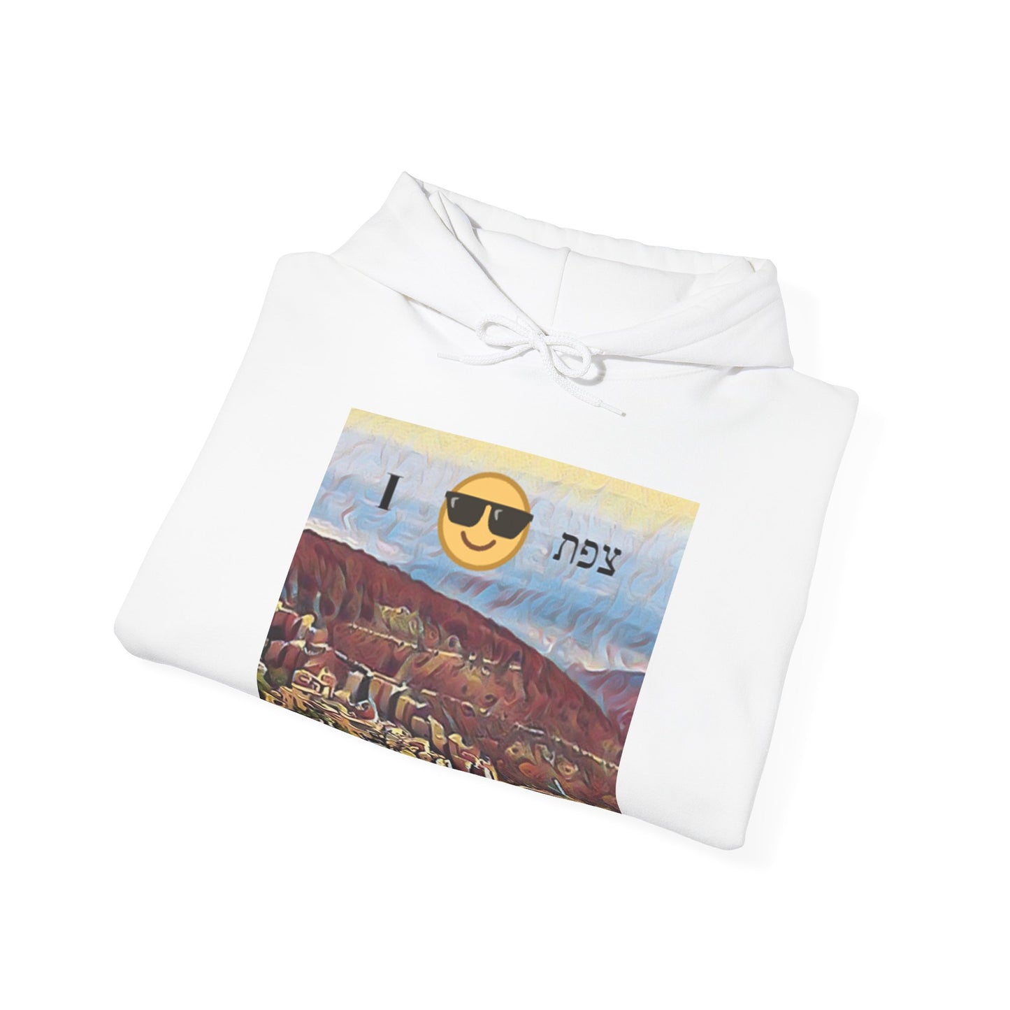 Hooded Sweatshirt with "Zefat View" print Full Color