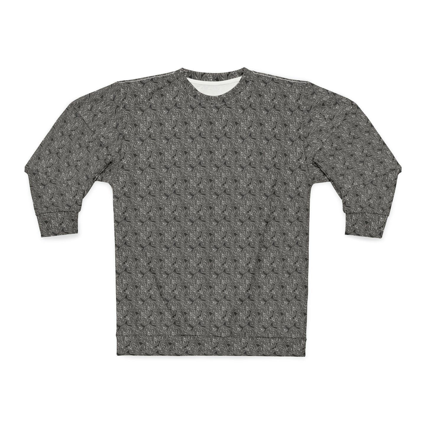 Sweatshirt with White on Black Paisley Pattern