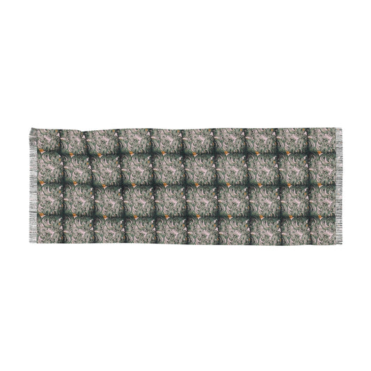 Scarf with 08 2023 green on white Paisley  Box Pattern