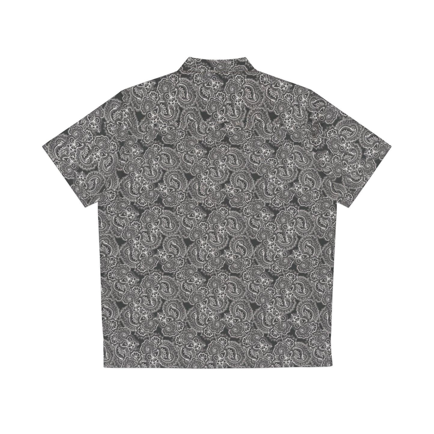 Shirt with 08 2023 White on Black Paisley Pattern