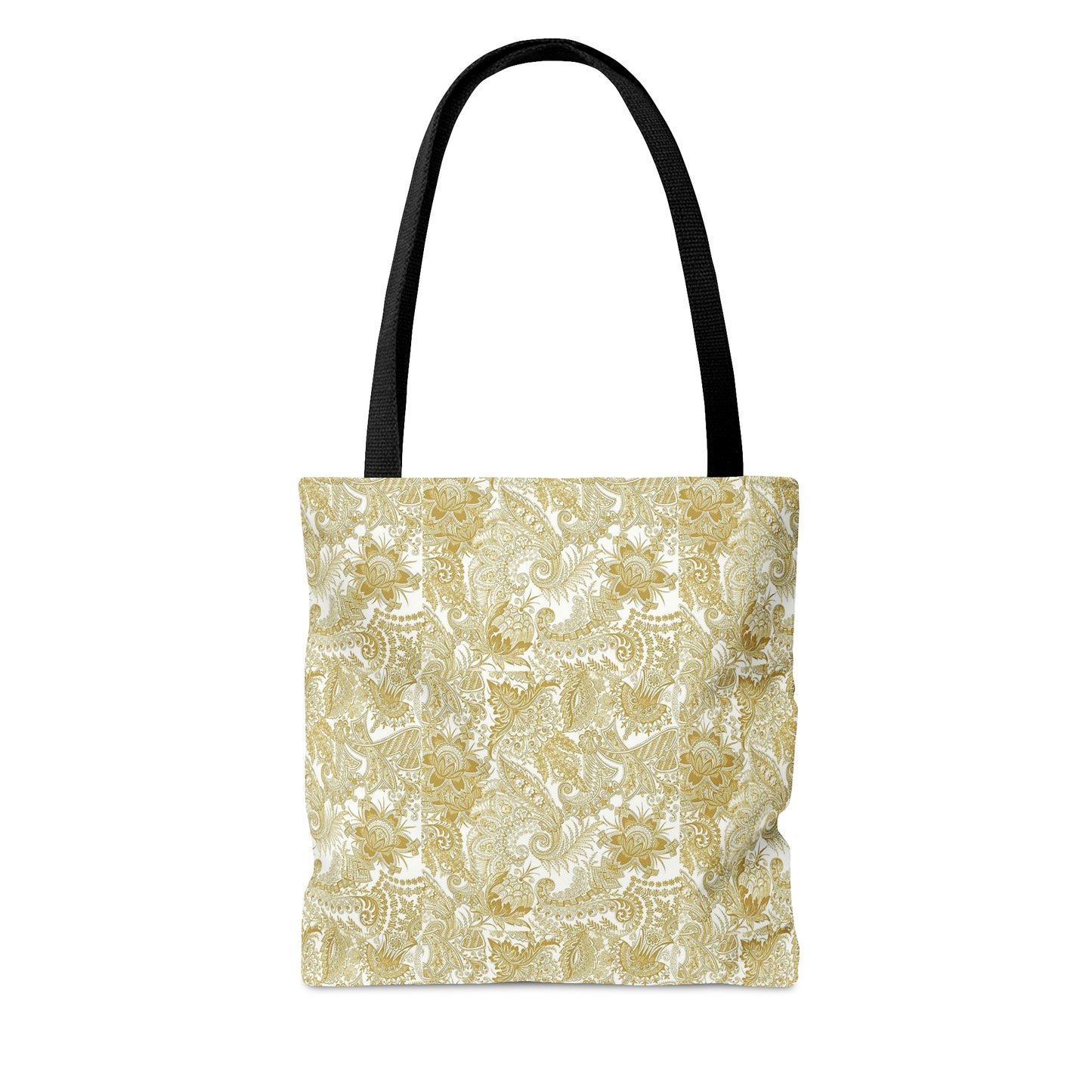 Tote Bag. Gold on White Paisley.  Pattern 9