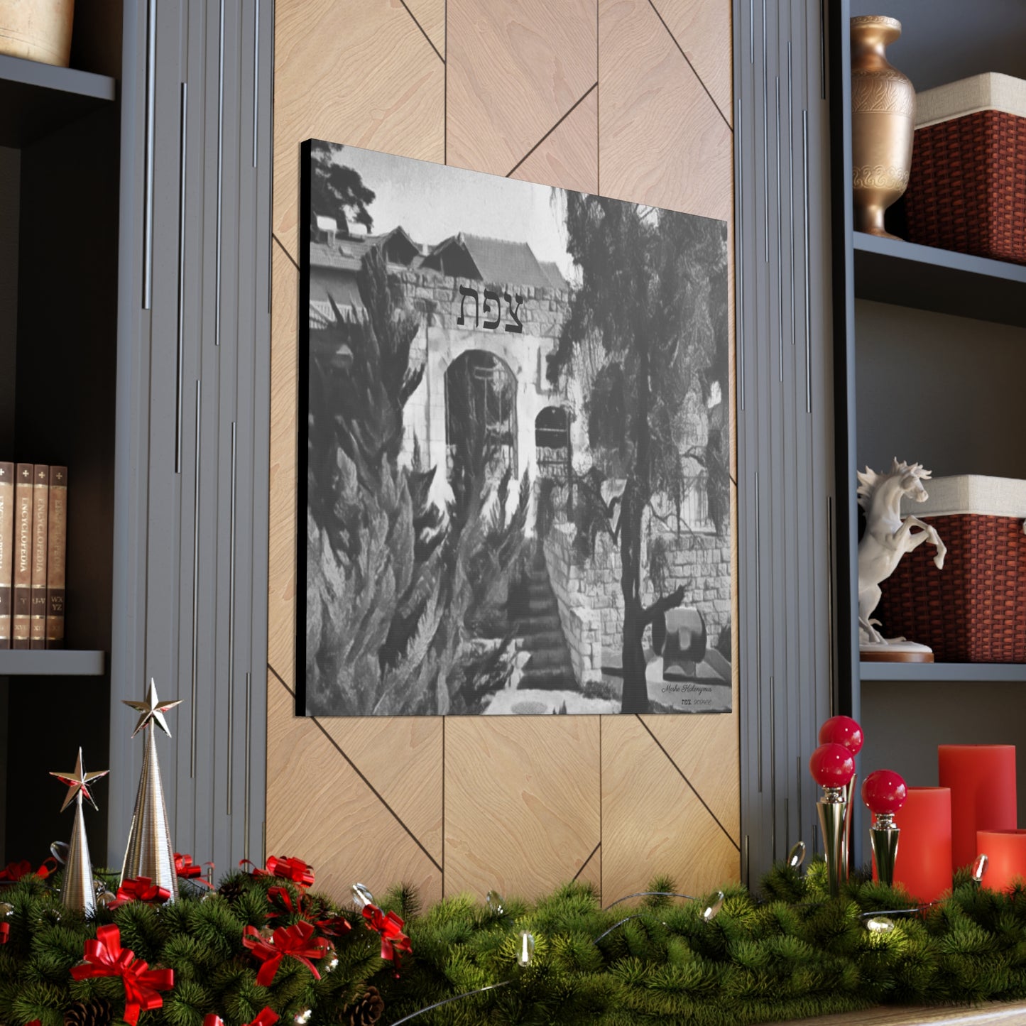 Canvas Gallery Wrap with "Magrave Shul Ruins",  Zefat, Israel [B+ W]