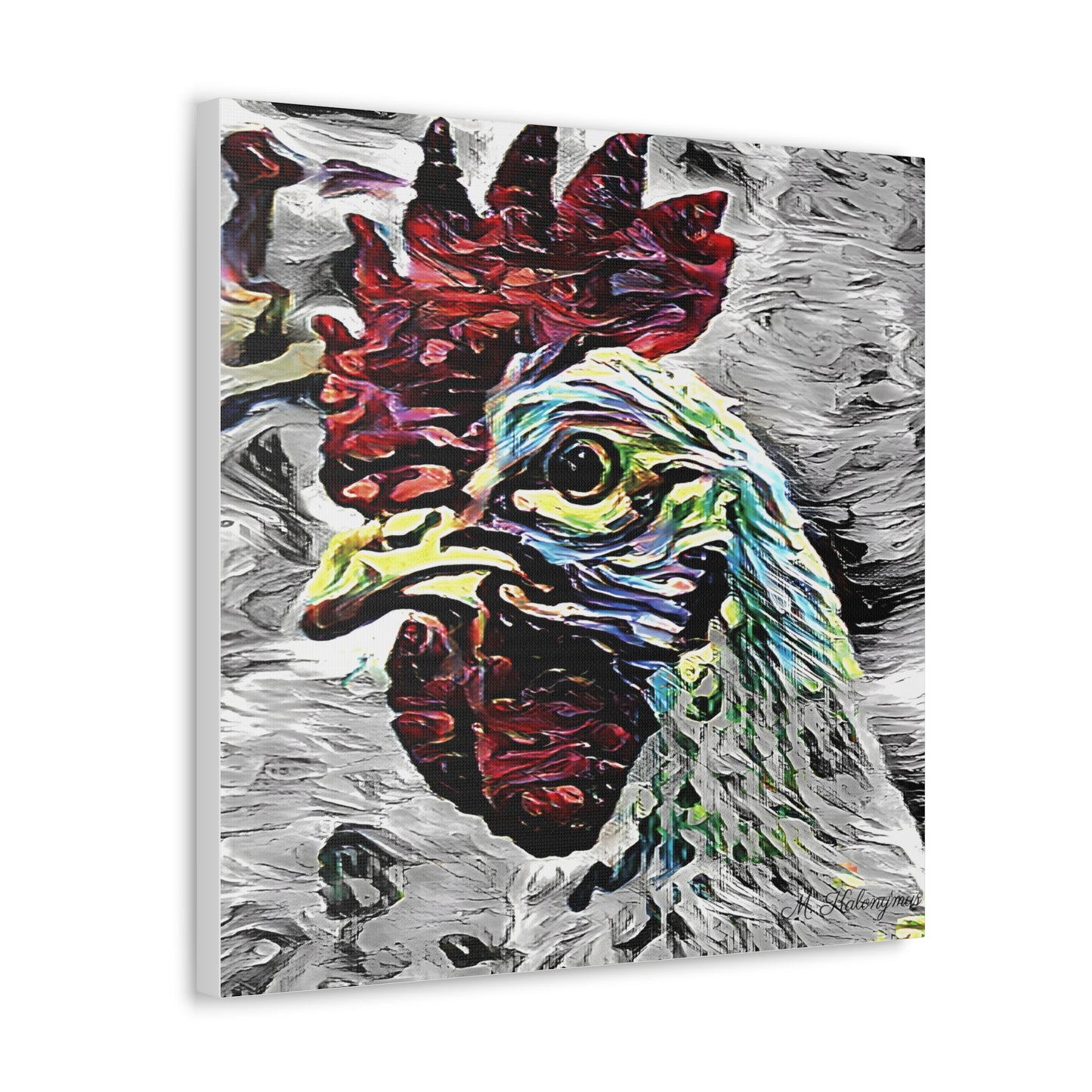 Canvas Gallery Wrap with "Resplendent Chicken'' Monochromatic Plus