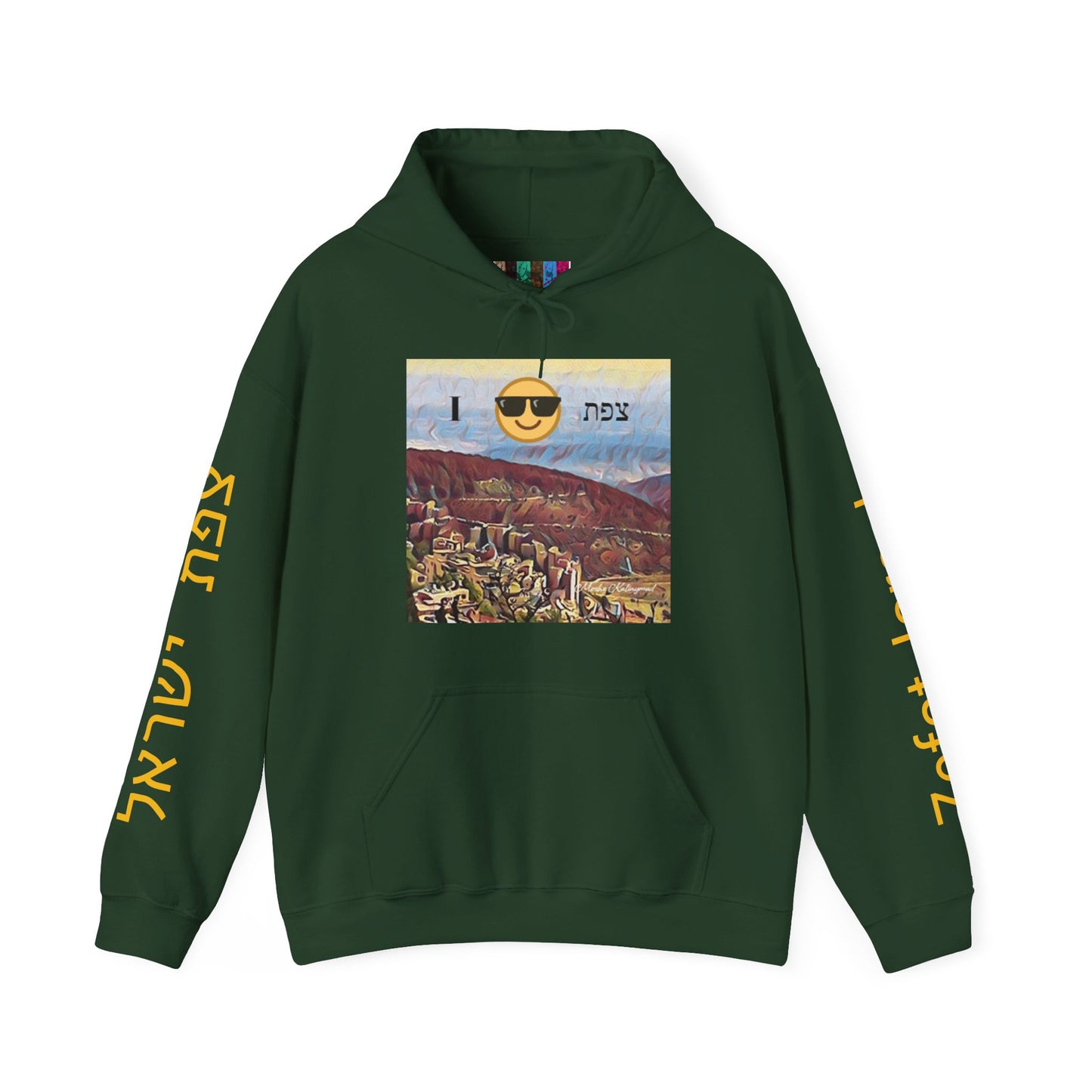 Hooded Sweatshirt with "Zefat View" print Full Color