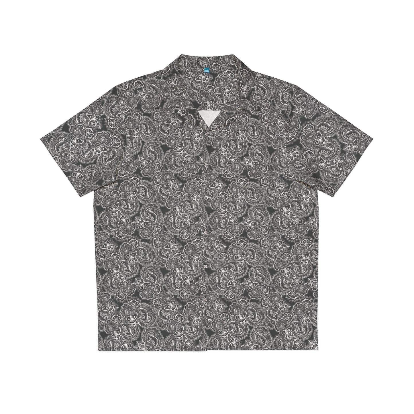 Shirt with 08 2023 White on Black Paisley Pattern