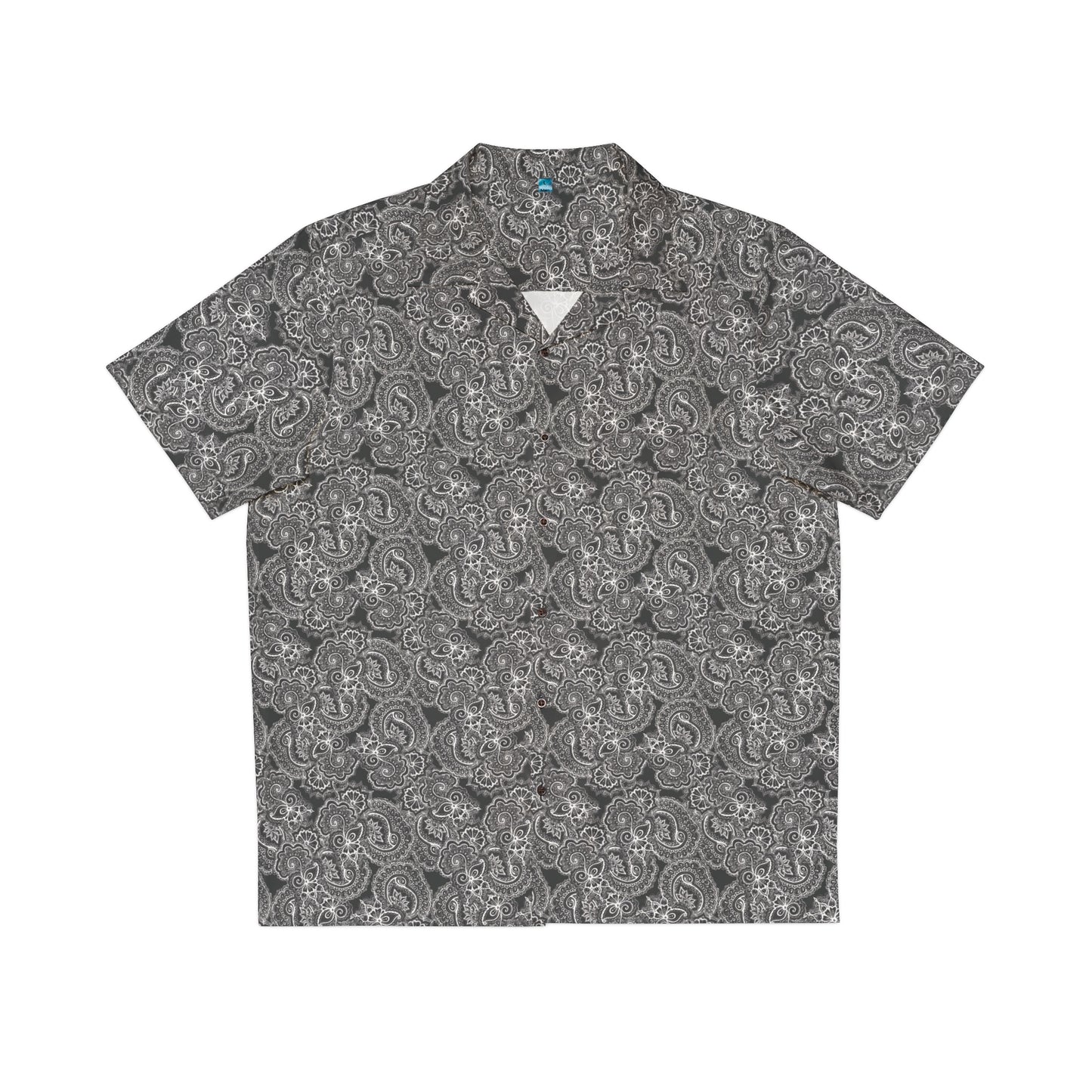 Shirt with 08 2023 White on Black Paisley Pattern