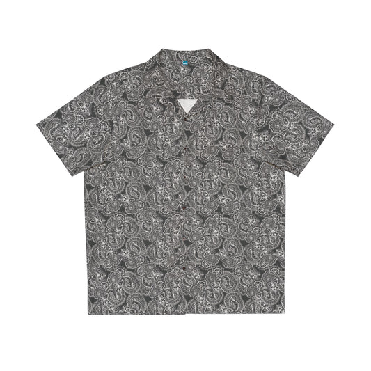 Shirt with 08 2023 White on Black Paisley Pattern