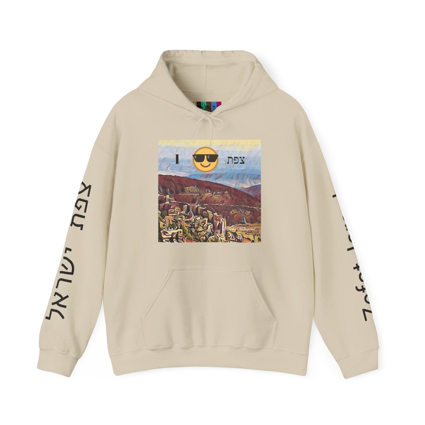 Hooded Sweatshirt with "Zefat View" print Full Color