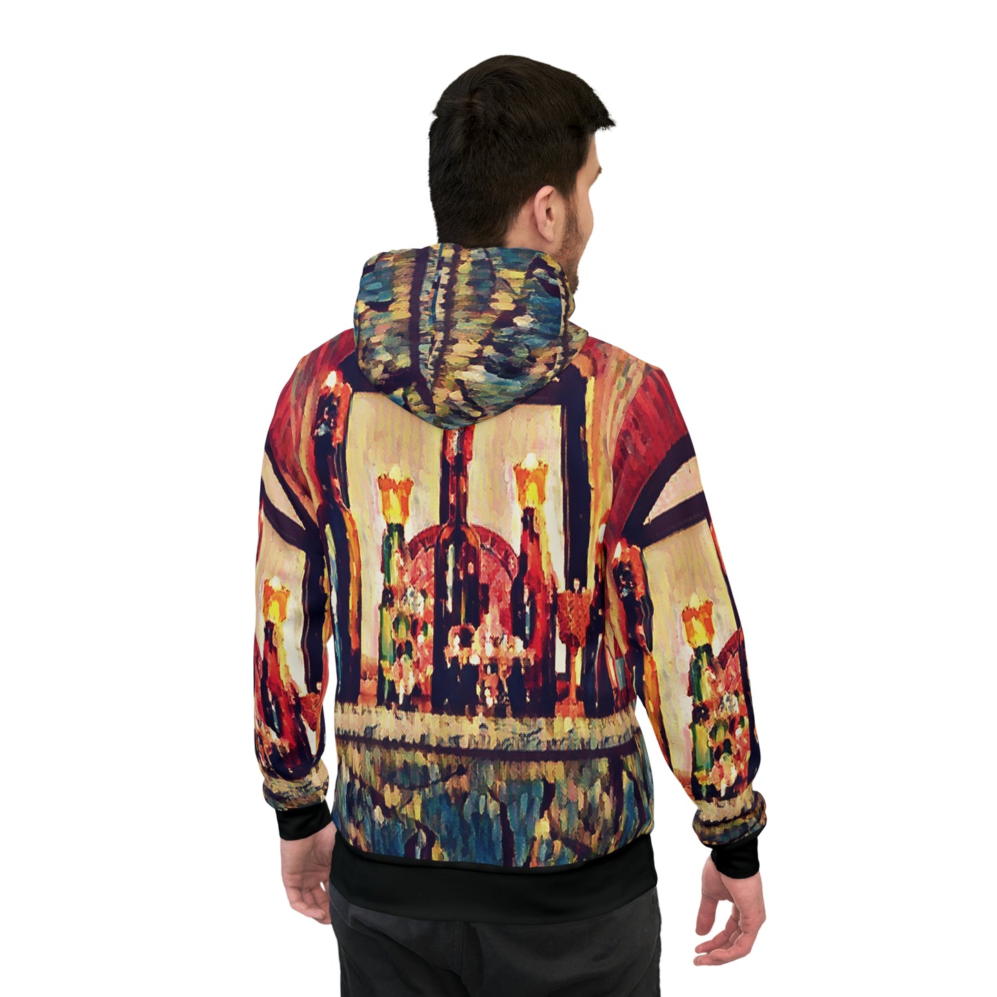 Hooded Sweatshirt with "Zefat Candles in the Window" all over print image