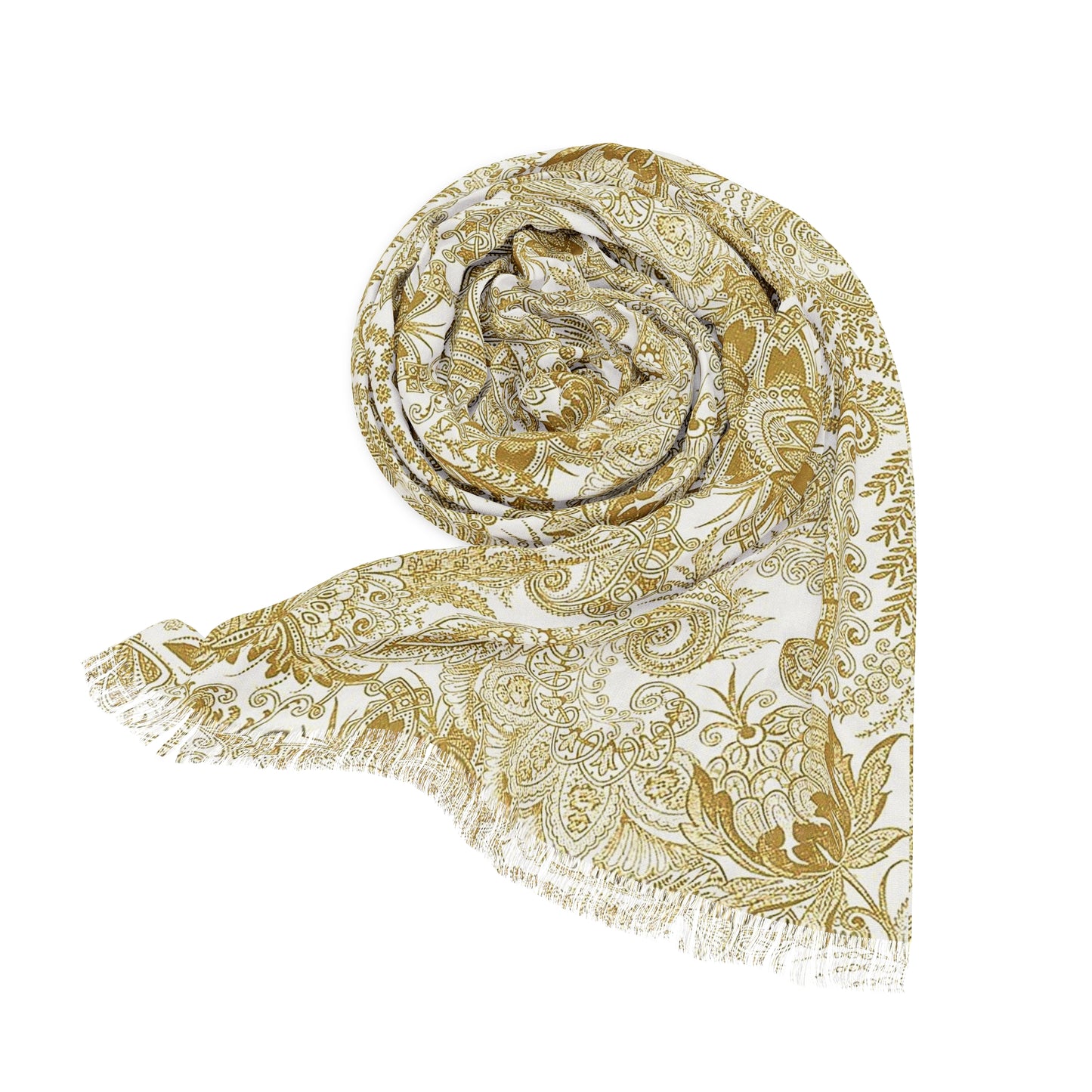 Scarf with Gold and White Paisley- pattern 9