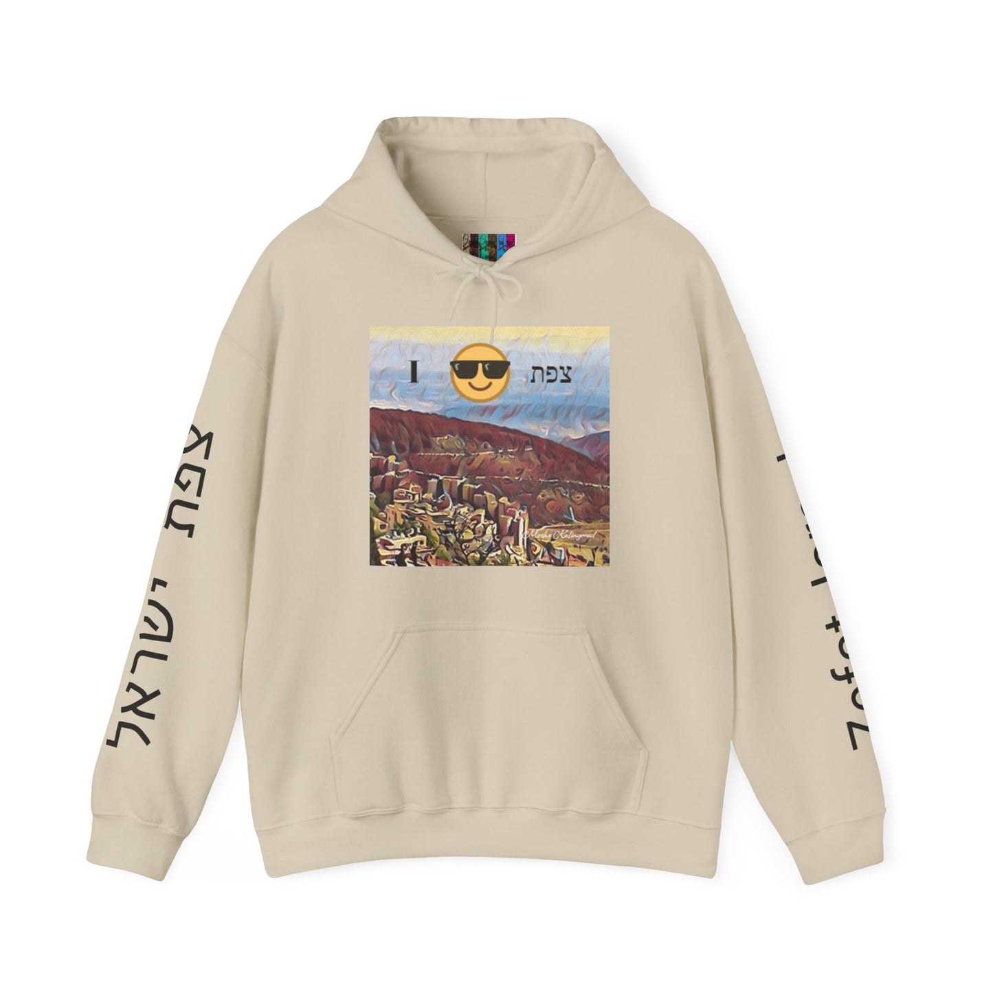 Hooded Sweatshirt with "Zefat View" print Full Color