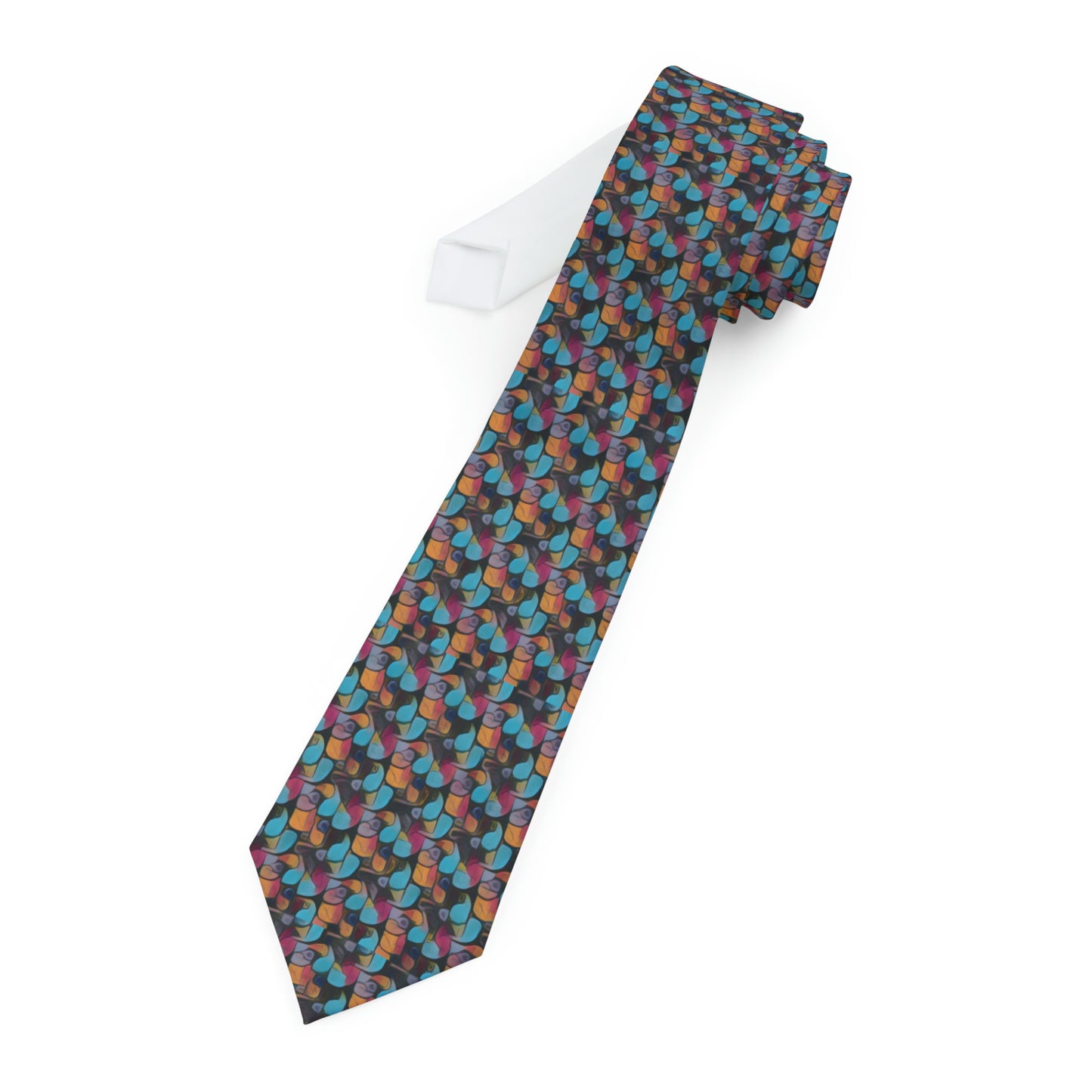 Necktie with beautiful Bright Blue and Red Original Pattern