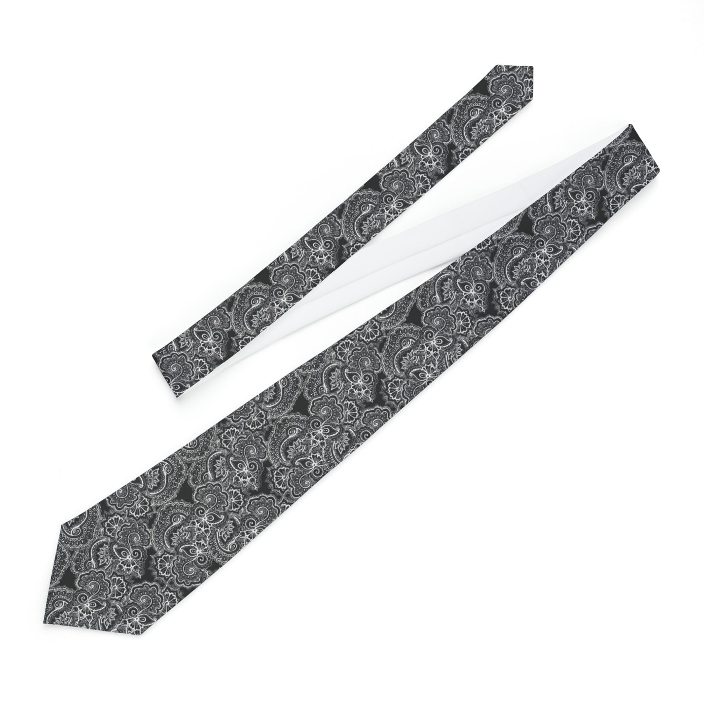 Necktie with 08 2023 White on Black Pattern