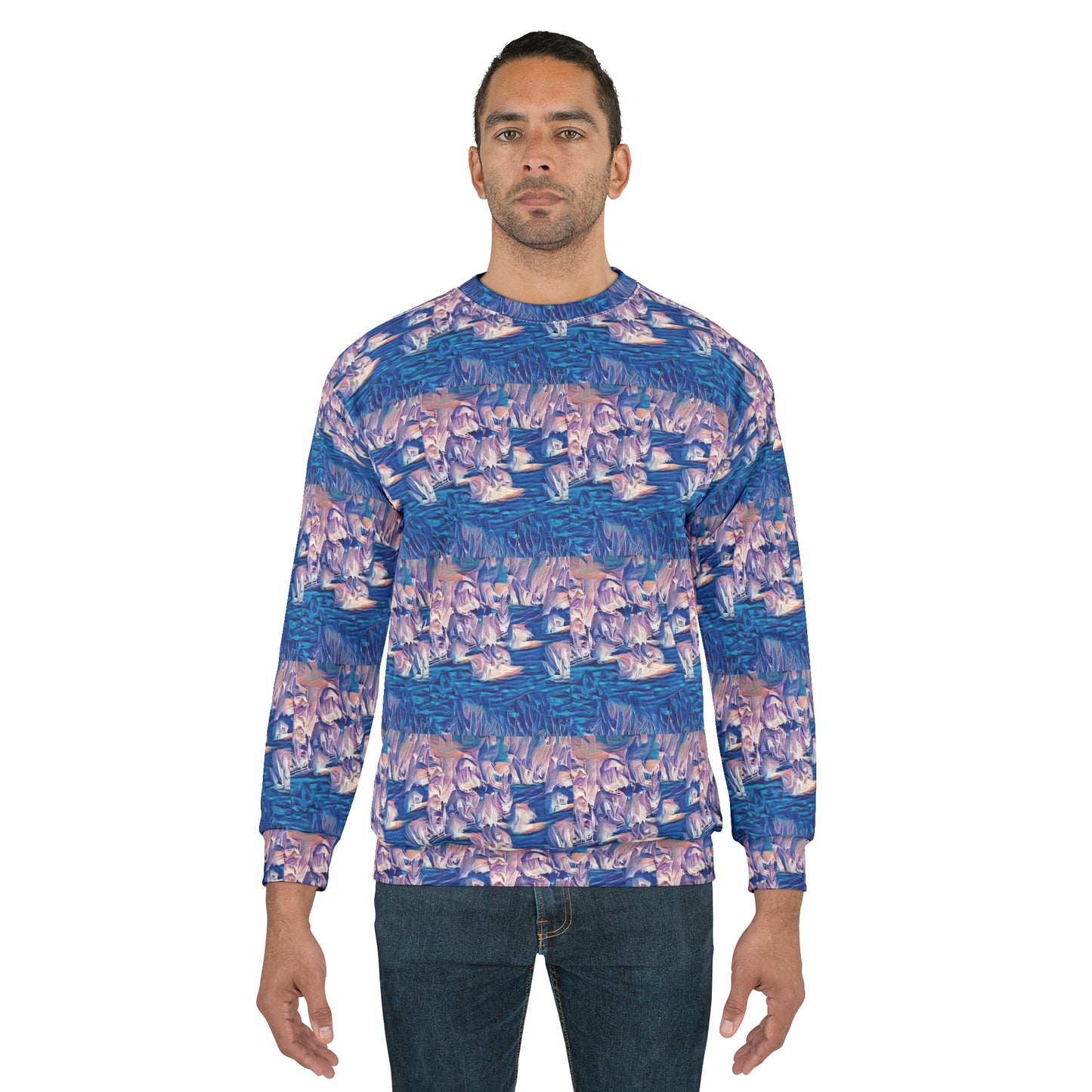 Sweatshirt with ZEFAT - BLUE VALLEY - BLUE PATTERN ON A SWEATSHIRT