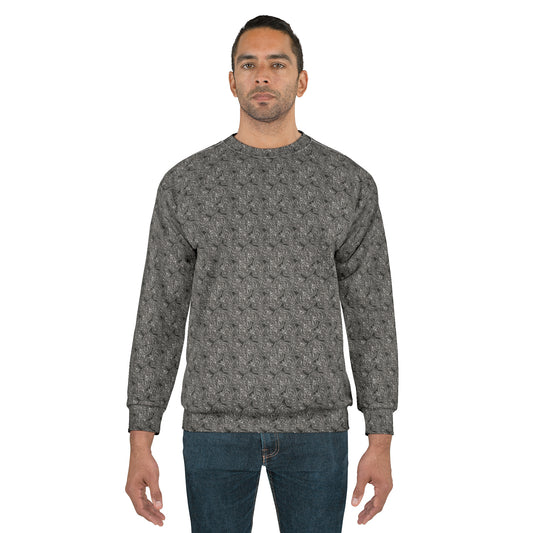 Sweatshirt with White on Black Paisley Pattern