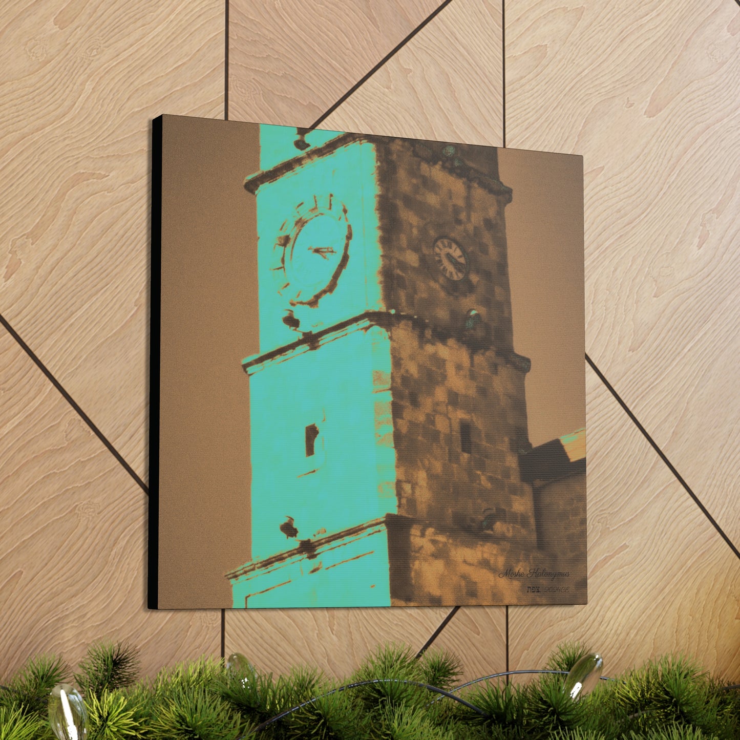 Canvas Gallery Wrap with "Sarayah Clocktower" in Zefat - Israel - Green Wash