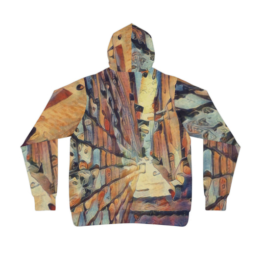 Hooded Sweatshirt with "Zefat Alleyways" all over print image