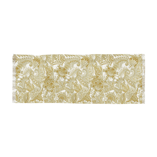 Scarf with Gold and White Paisley- pattern 9