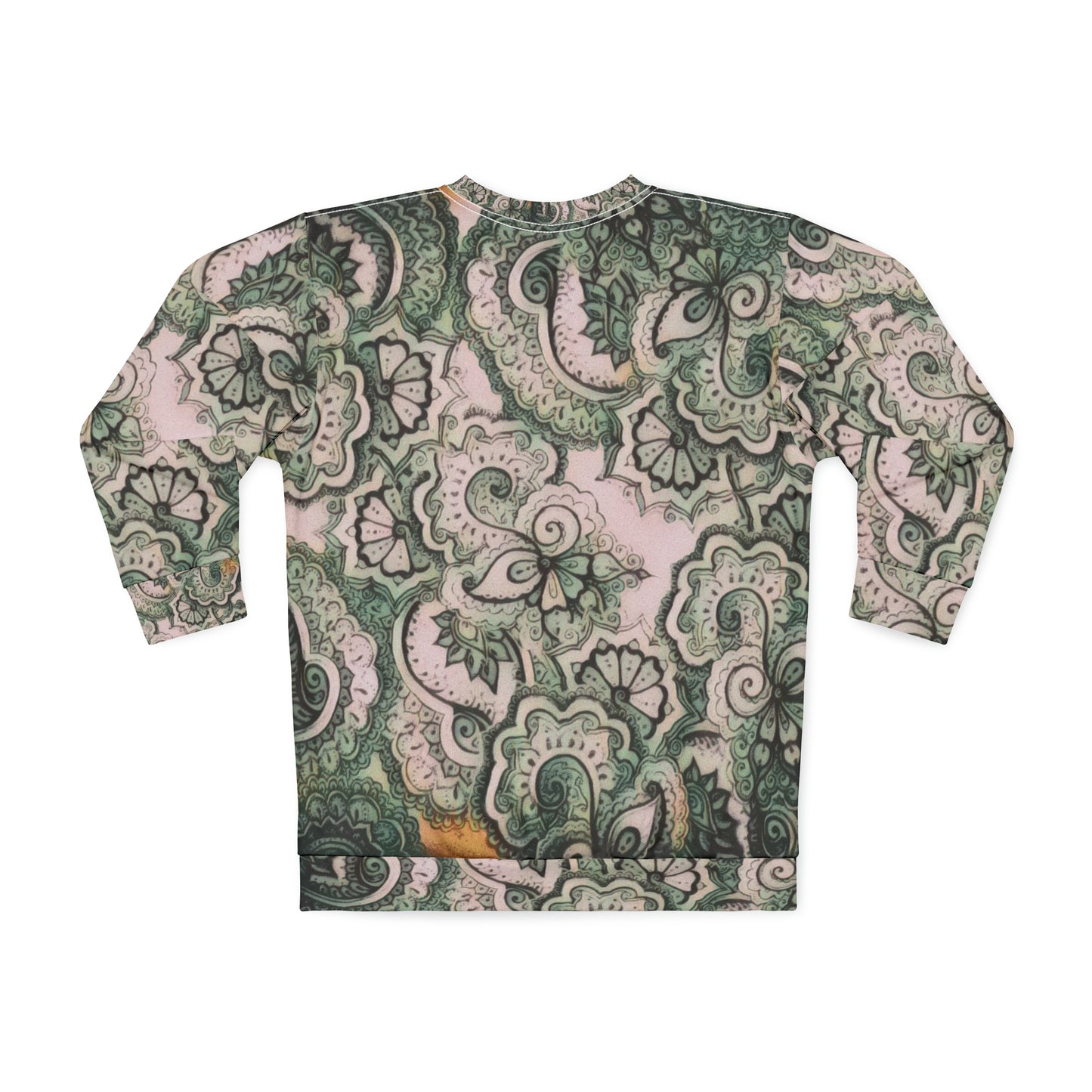 Sweatshirt with Green on off White Paisley Pattern