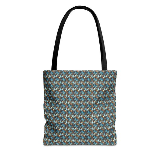 Copy of Tote Bag. Pale Blue and Red Abstract Pattern.  Pattern 7