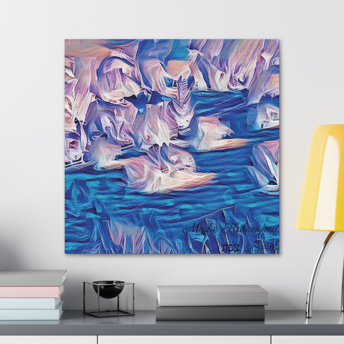 Canvas Gallery Wrap with "Blue Valley" awash in blue and white (silver) Pattern limited chromatic spectrum.