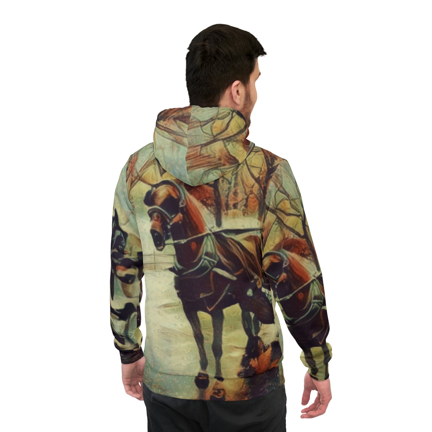 Hooded Sweatshirt with "NYC Central Park Horse and Carriage" image.  Full Color.