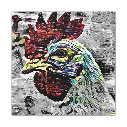 Canvas Gallery Wrap with "Resplendent Chicken'' Monochromatic Plus