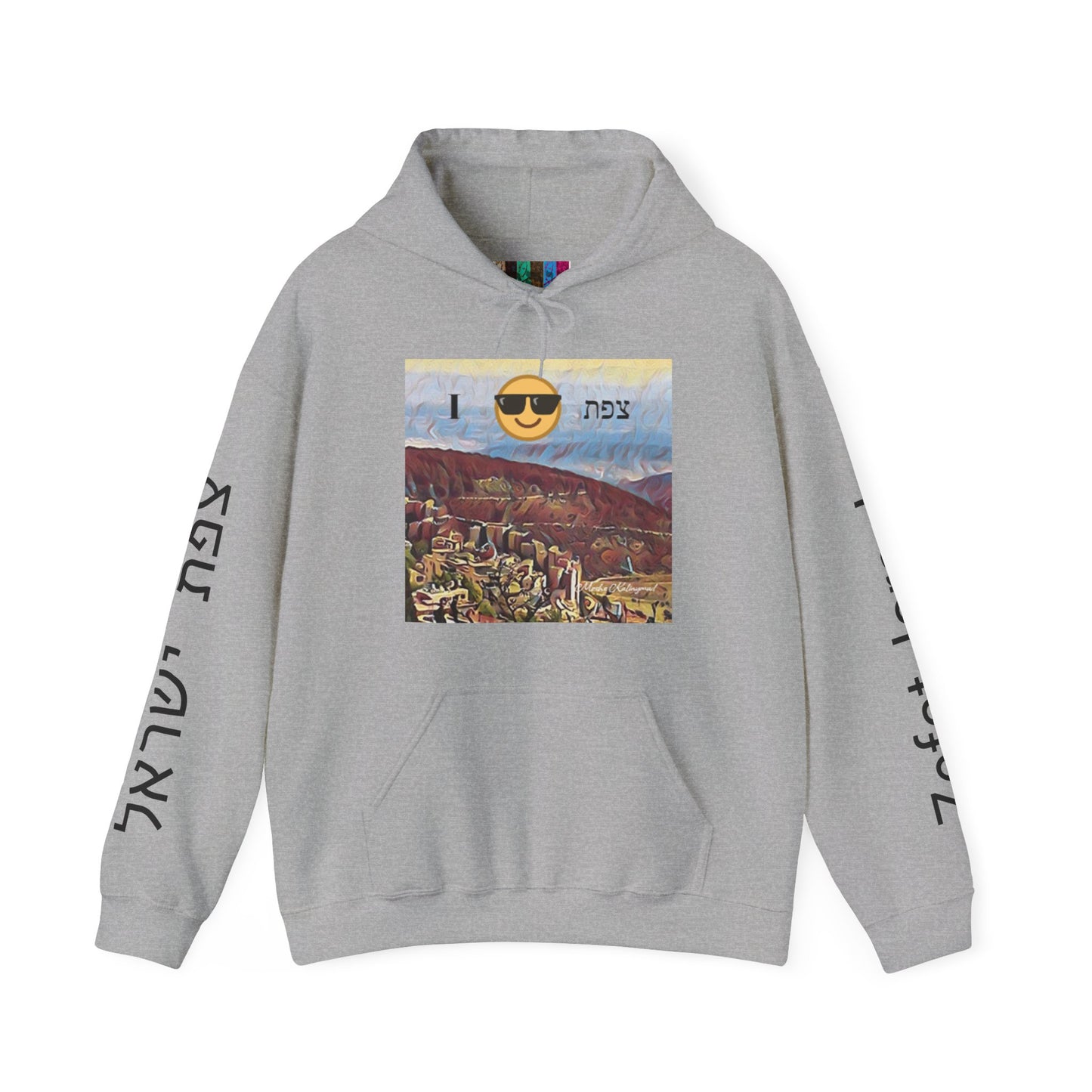 Hooded Sweatshirt with "Zefat View" print Full Color