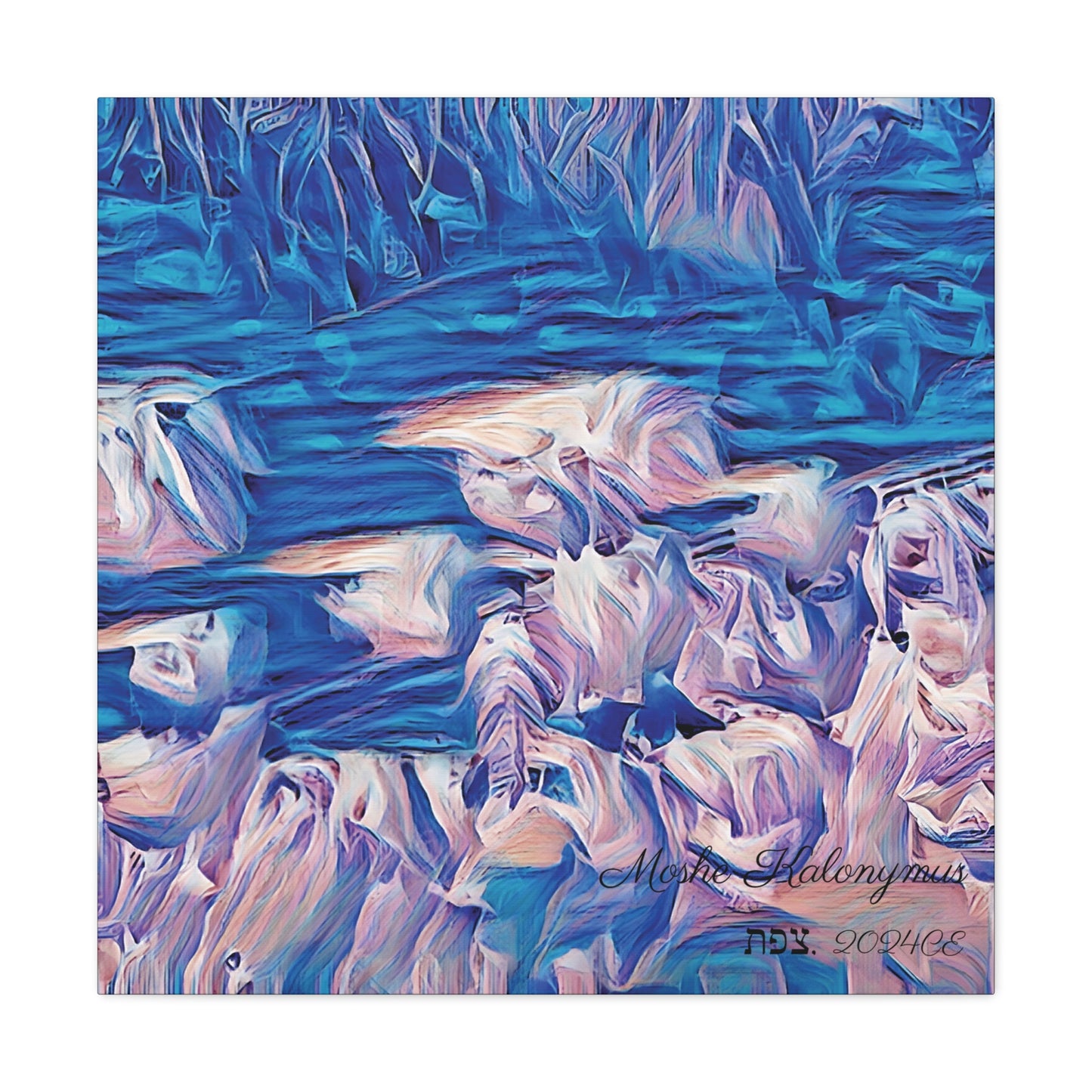 Canvas Gallery Wrap with "Blue Valley" awash in blue and white (silver) Pattern limited chromatic spectrum.