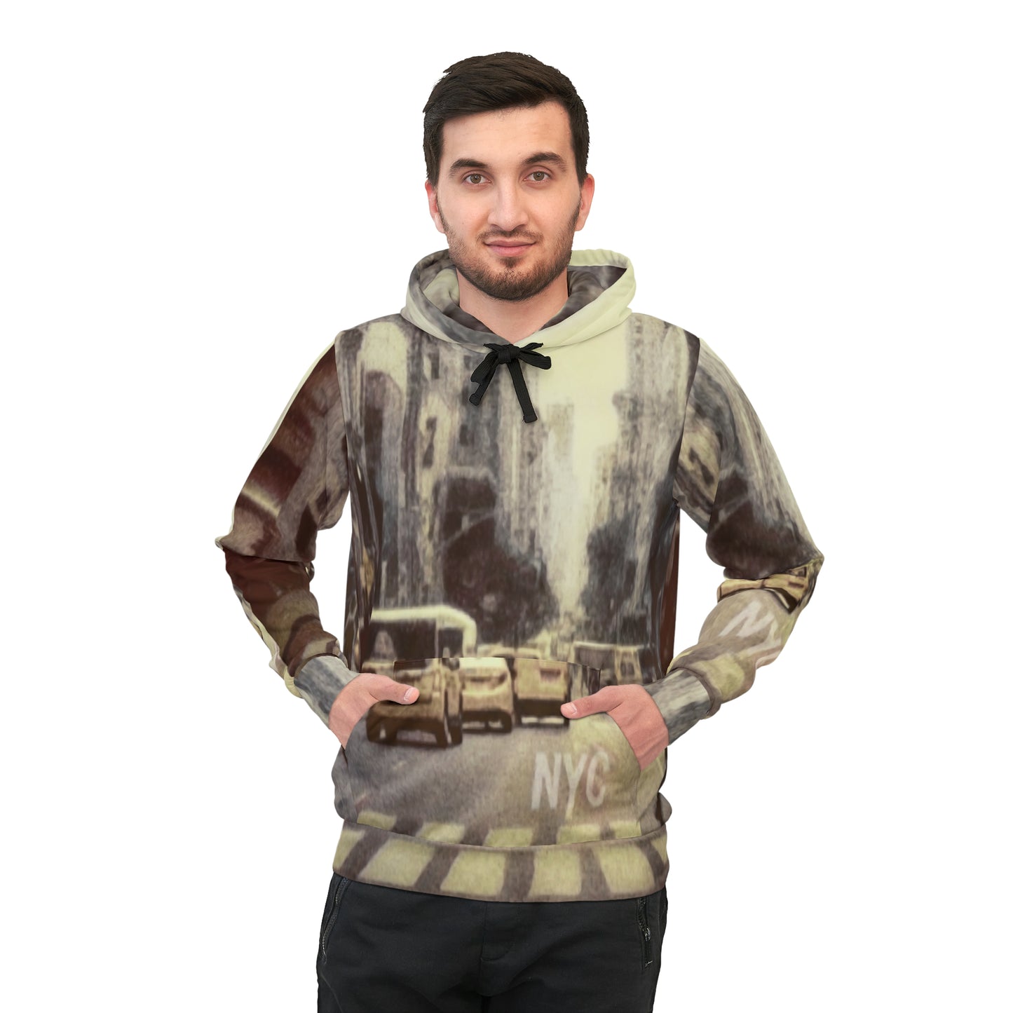 Hooded Sweatshirt with "NYC Midtown Traffic" All over Print image