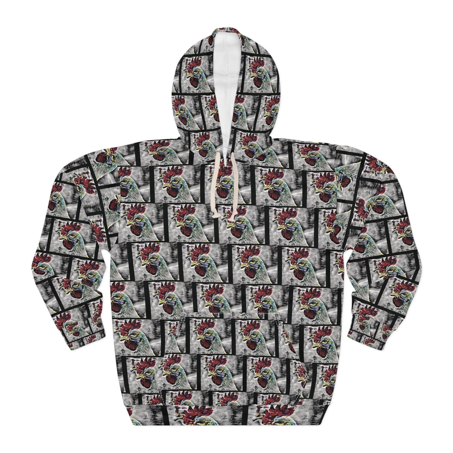 Hooded Sweatshirt with Transcendent Chicken Pattern