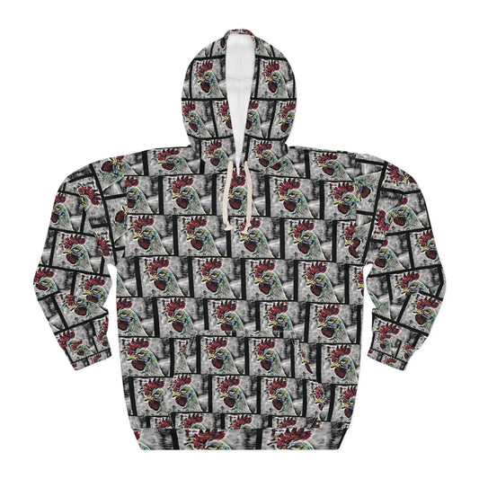 Hooded Sweatshirt with Transcendent Chicken Pattern