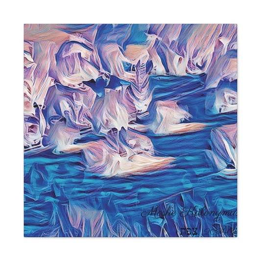 Canvas Gallery Wrap with "Blue Valley" awash in blue and white (silver) Pattern limited chromatic spectrum.