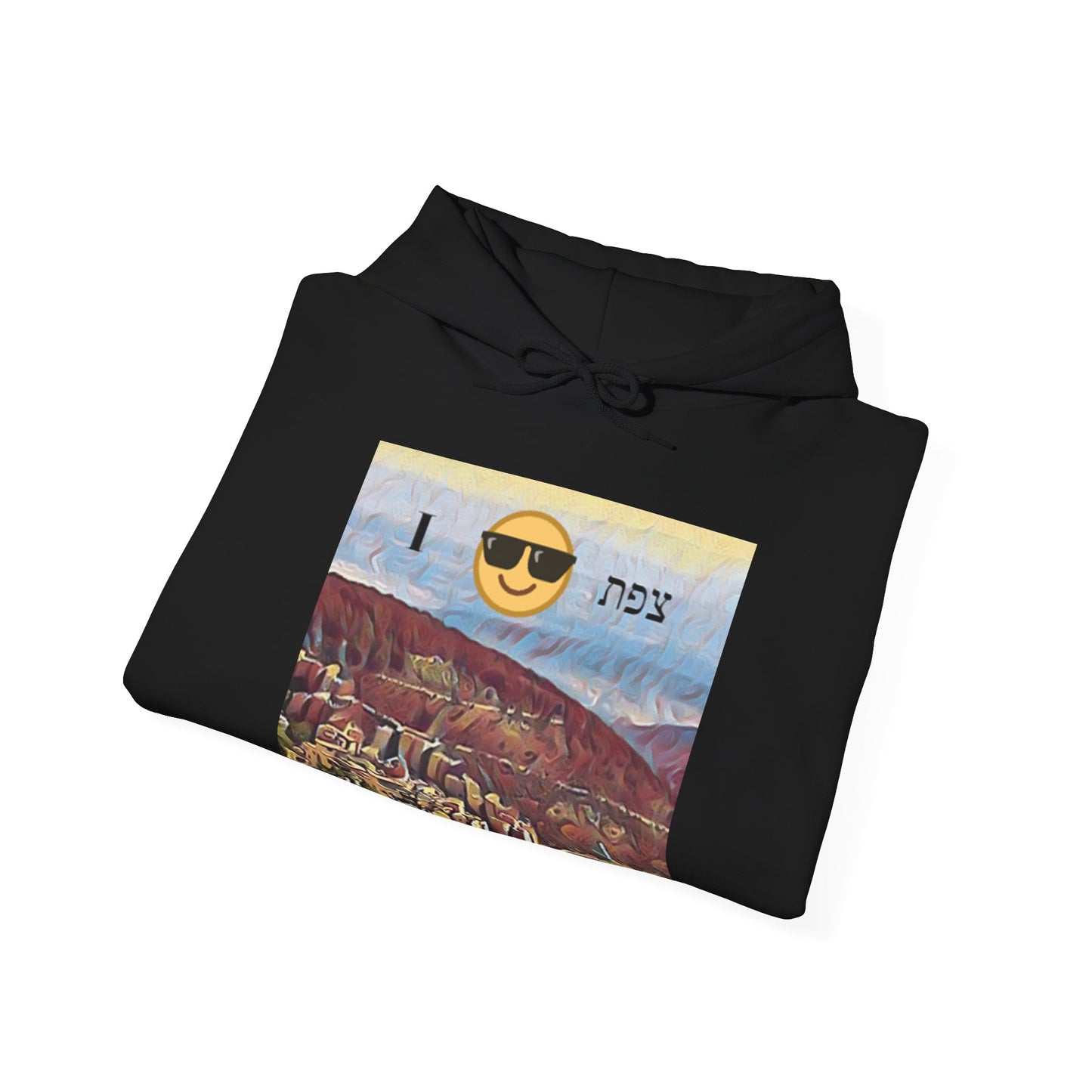 Hooded Sweatshirt with "Zefat View" print Full Color