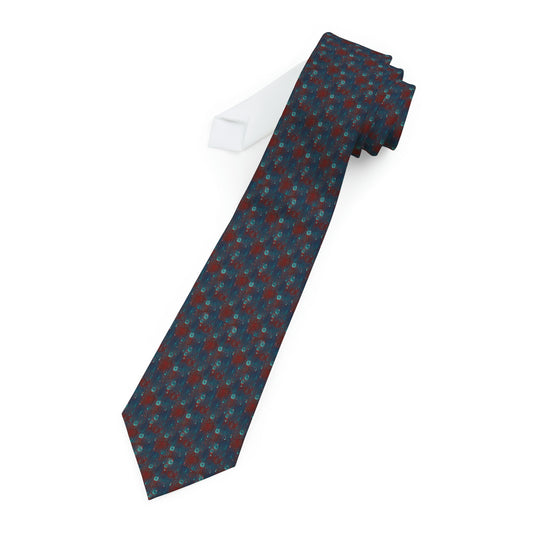 Necktie with beautiful Blue and Red Original Pattern