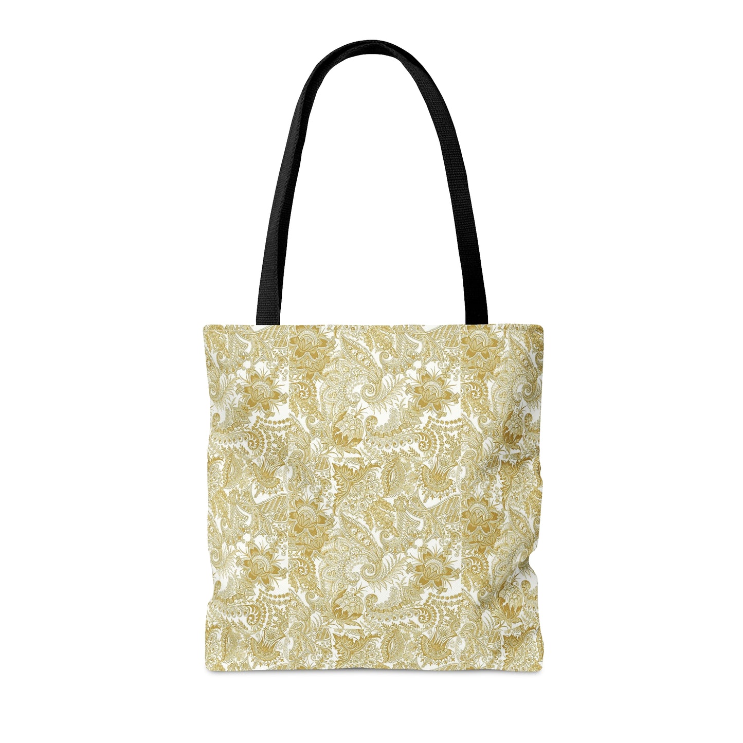 Tote Bag. Gold on White Paisley.  Pattern 9