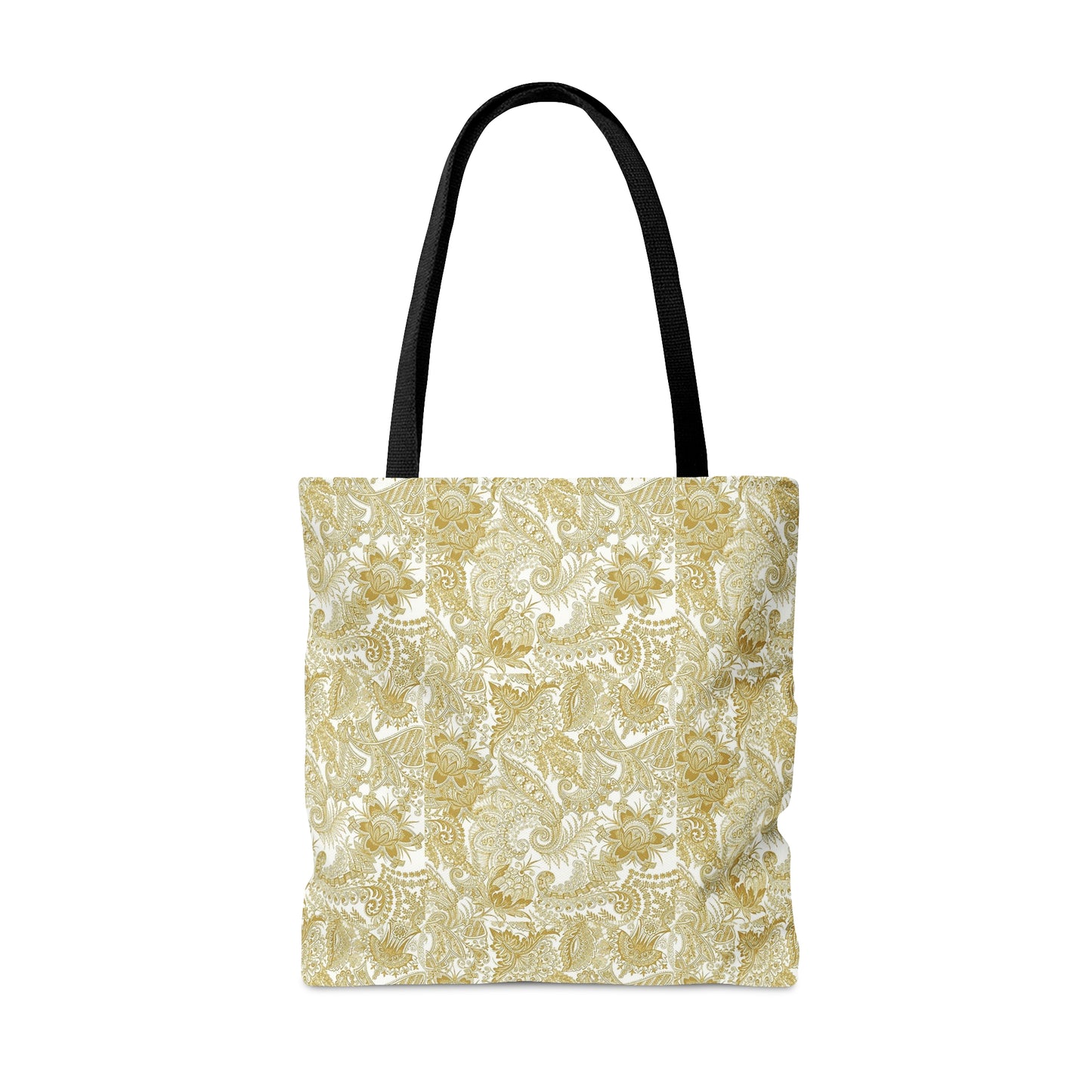 Tote Bag. Gold on White Paisley.  Pattern 9