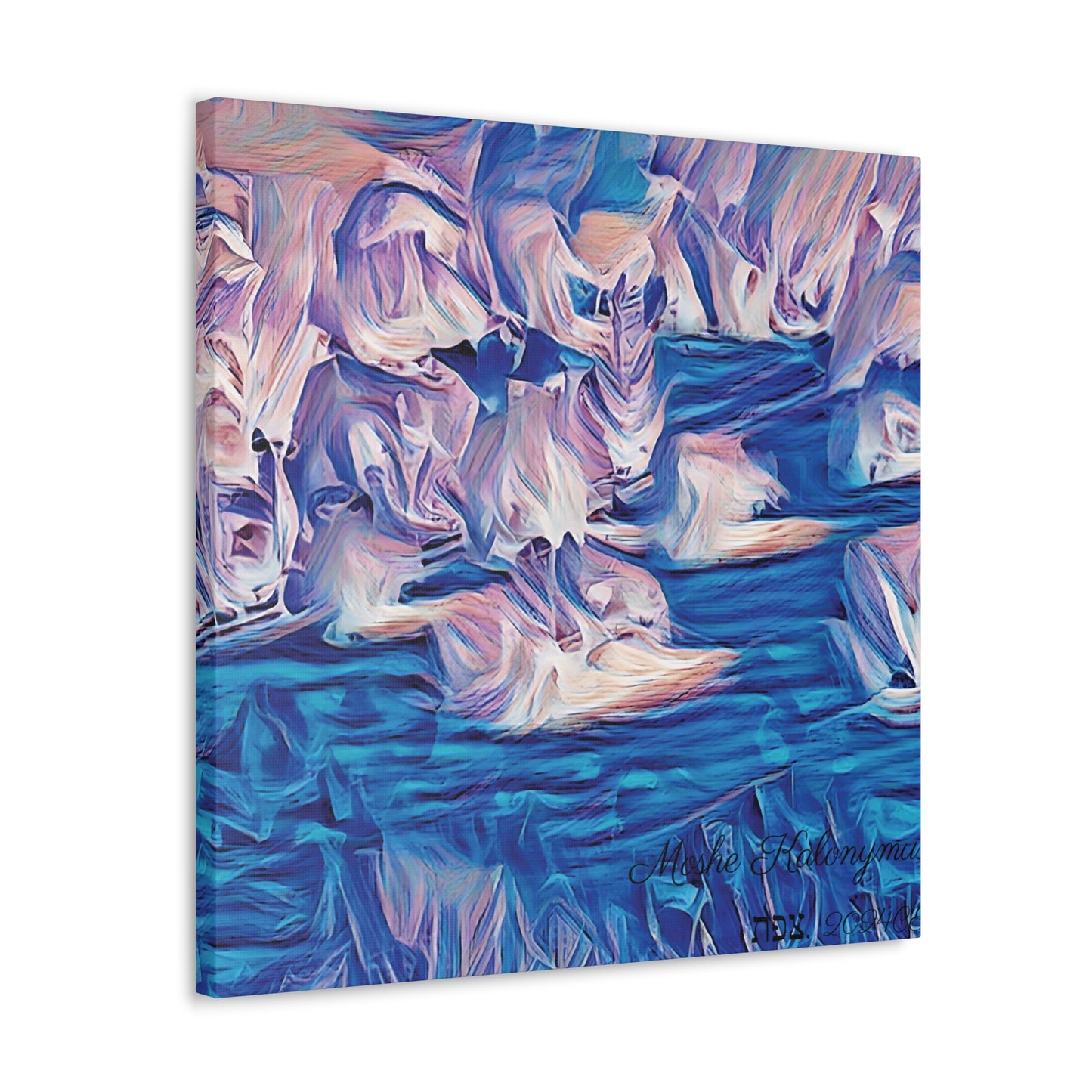 Canvas Gallery Wrap with "Blue Valley" awash in blue and white (silver) Pattern limited chromatic spectrum.