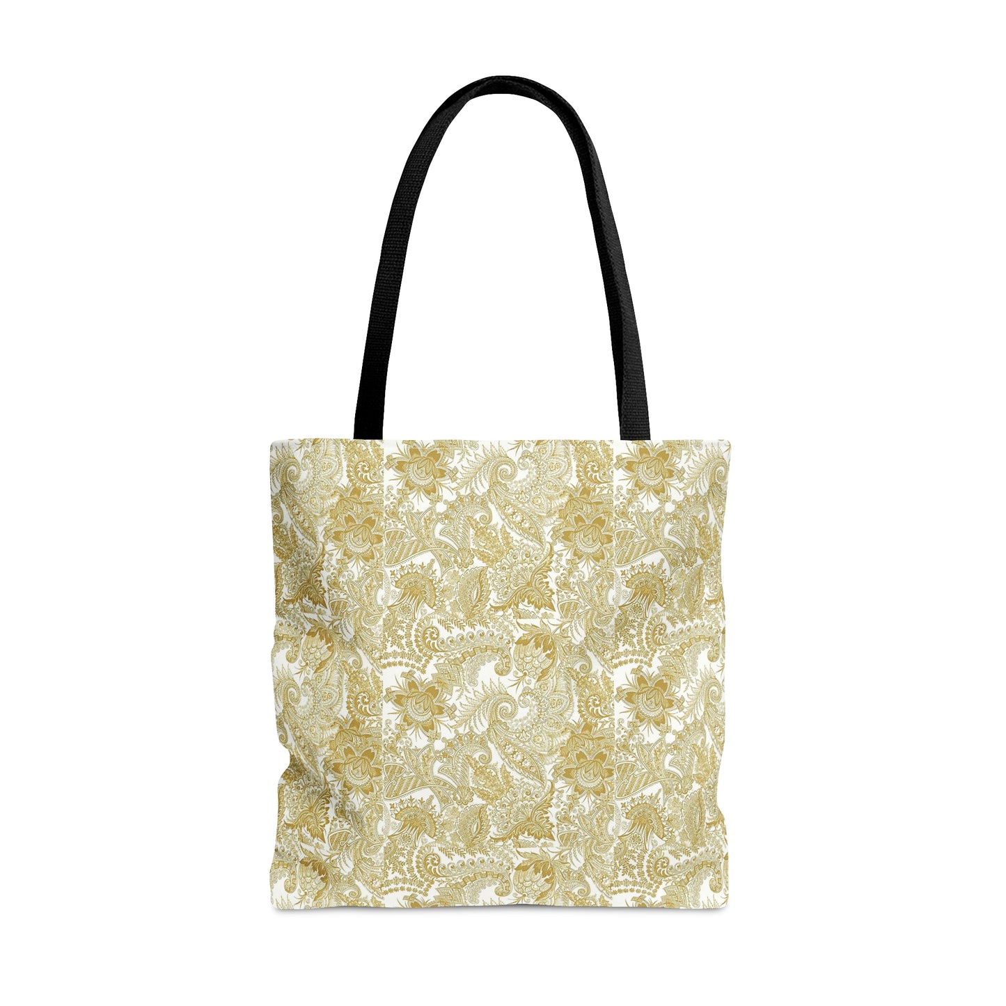 Tote Bag. Gold on White Paisley.  Pattern 9