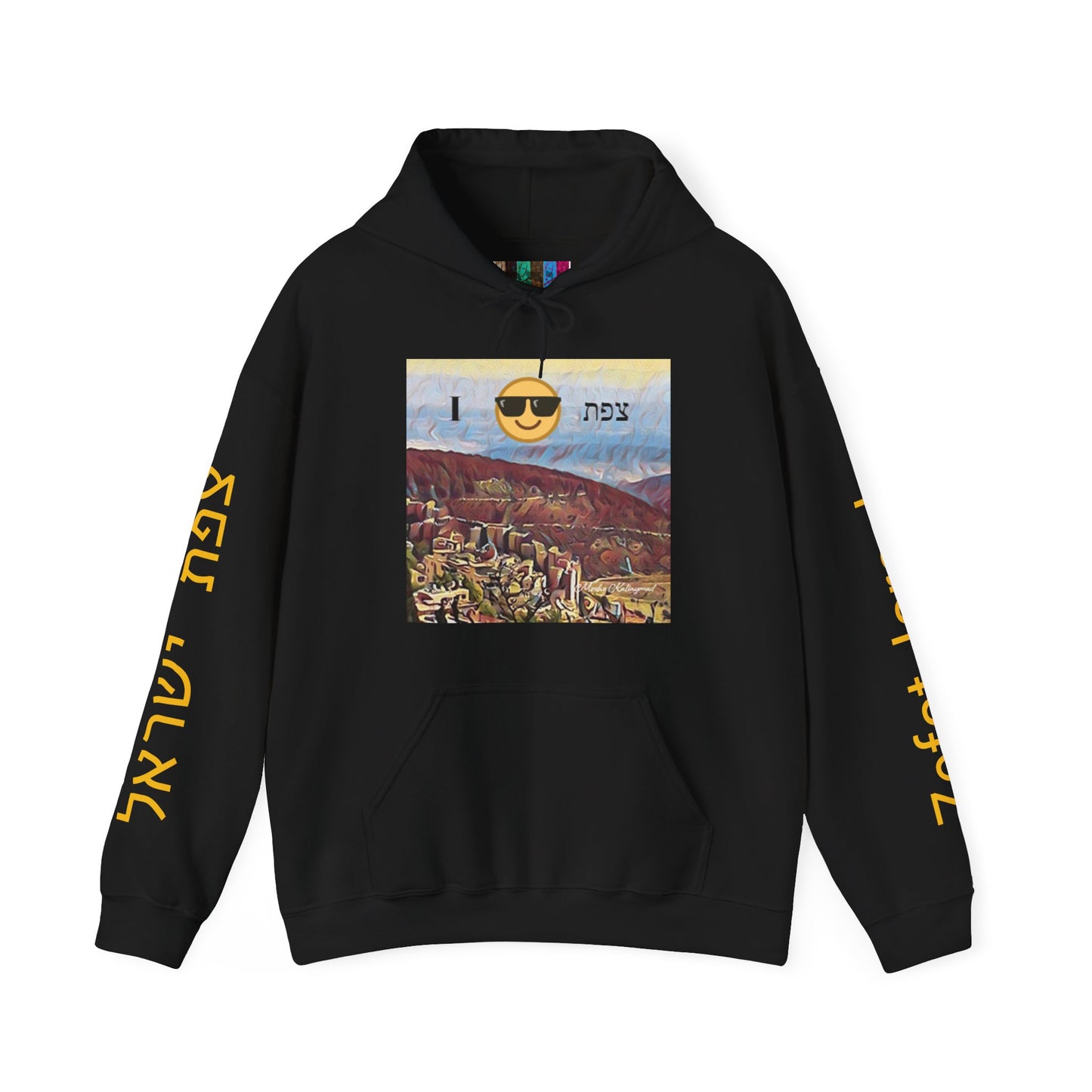 Hooded Sweatshirt with "Zefat View" print Full Color