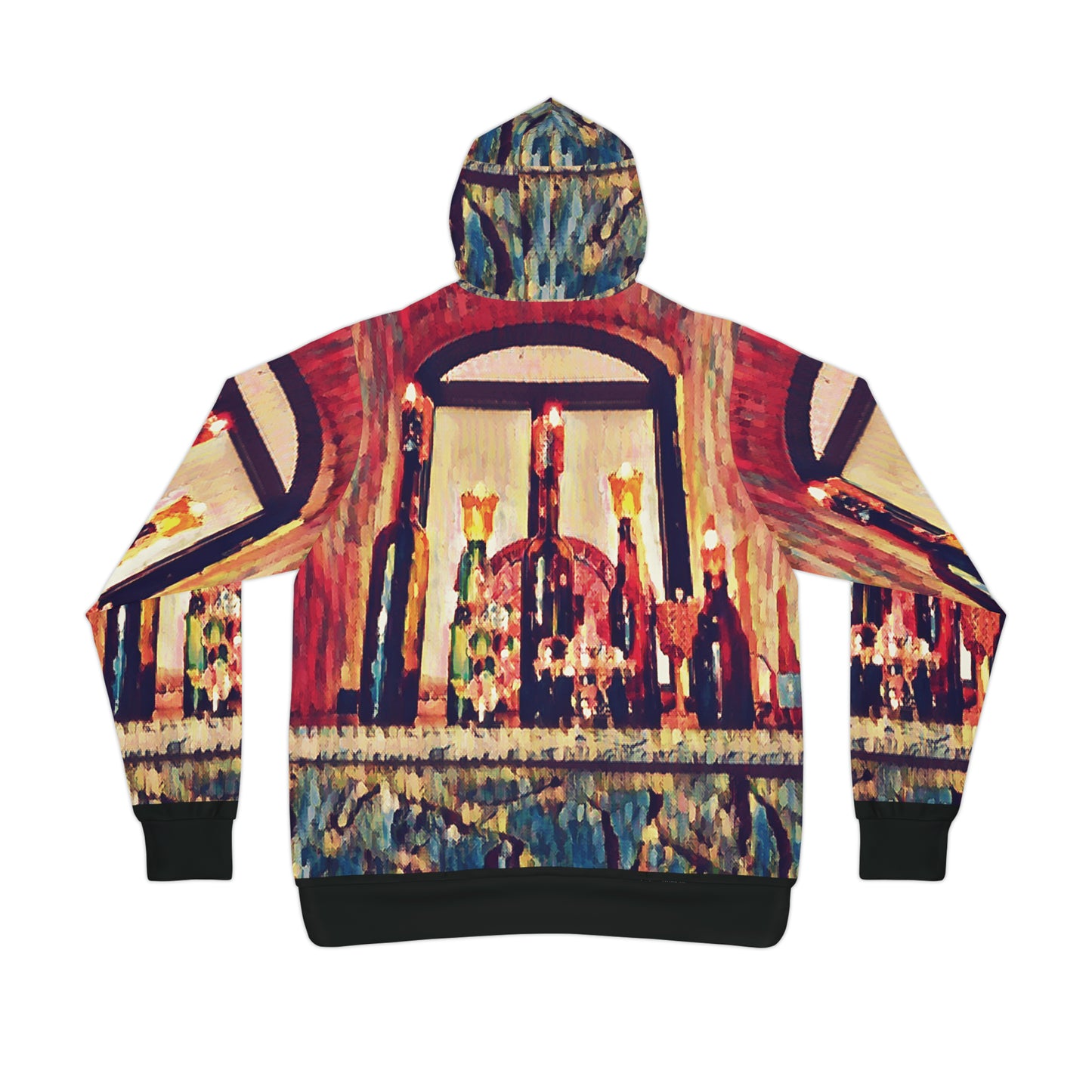 Hooded Sweatshirt with "Zefat Candles in the Window" all over print image