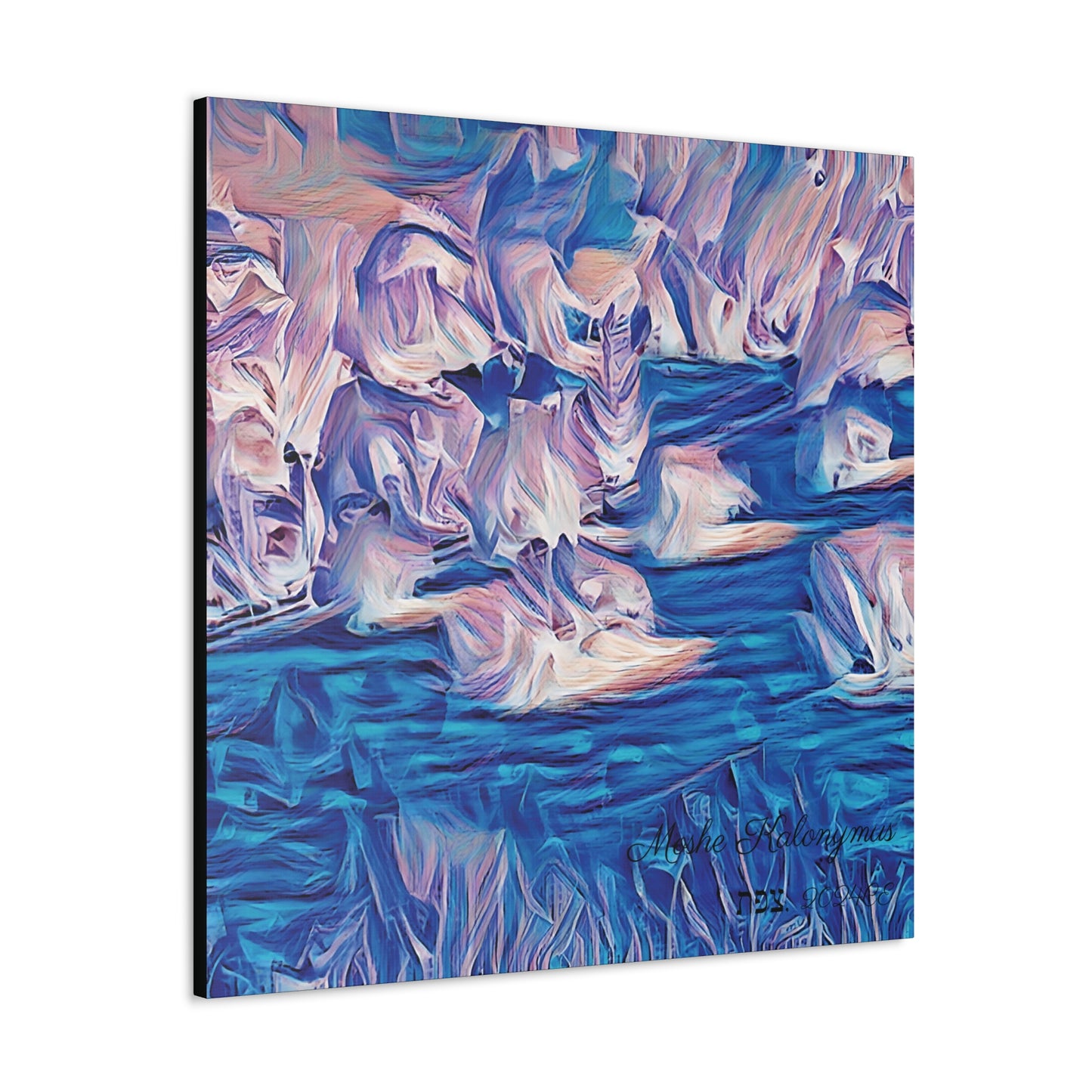 Canvas Gallery Wrap with "Blue Valley" awash in blue and white (silver) Pattern limited chromatic spectrum.