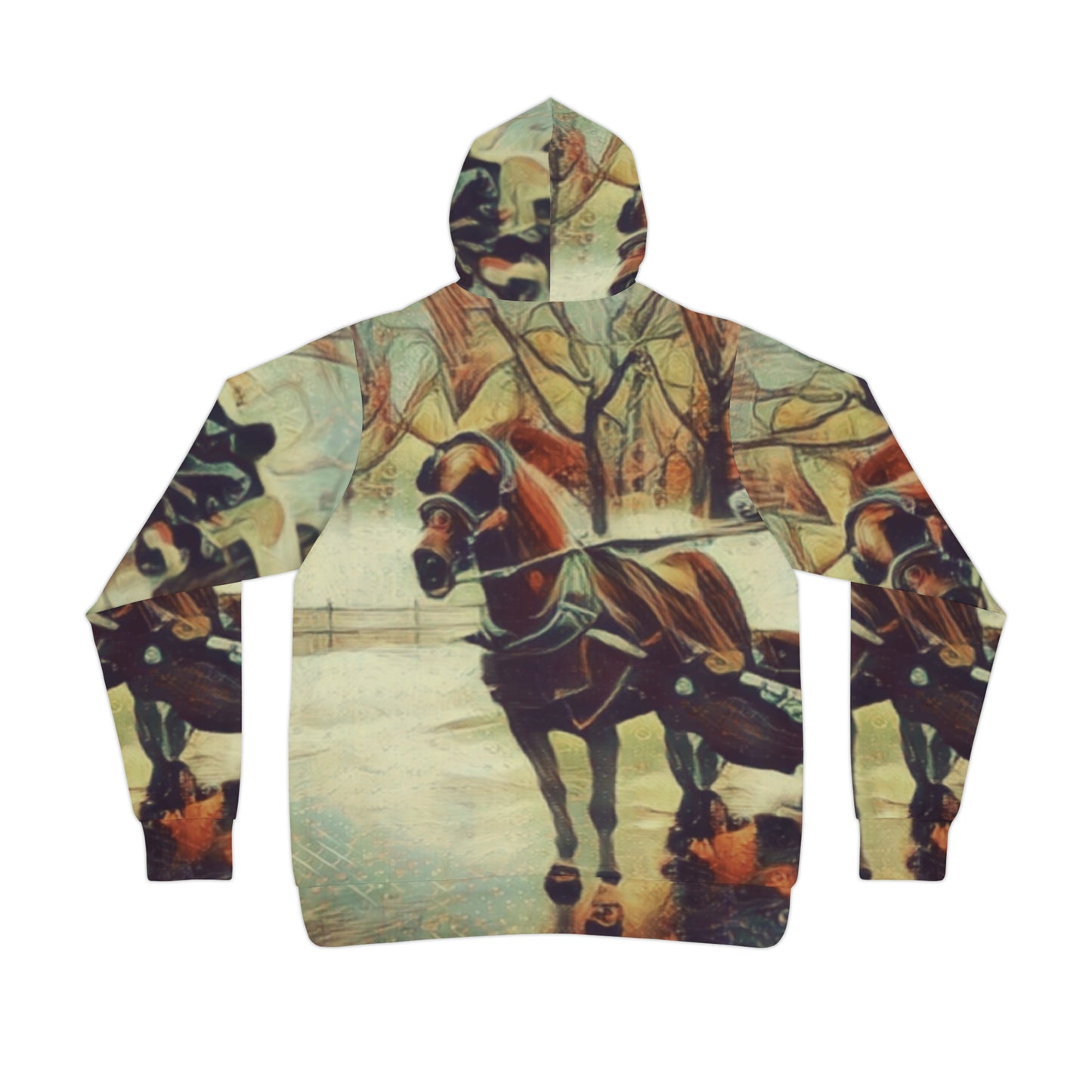 Hooded Sweatshirt with "NYC Central Park Horse and Carriage" image.  Full Color.