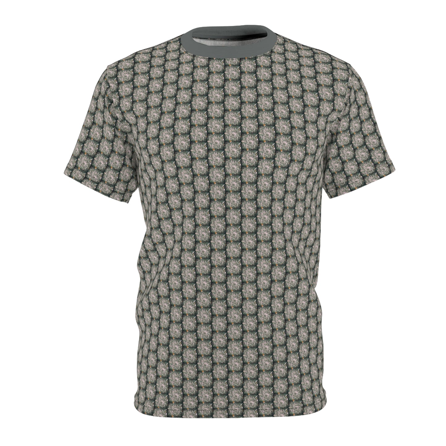 T shirt with 08 2023 Paisley Green on White small box pattern