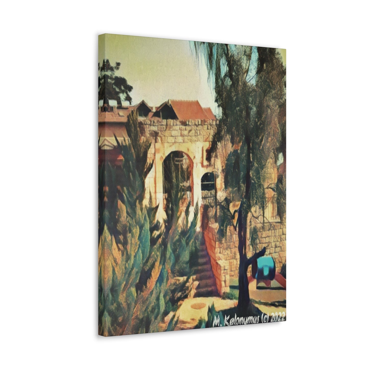 Canvas Gallery Wrap  - "Old Shul (Magrave -Lvov) Ruins ]-  Zefat - Israel,