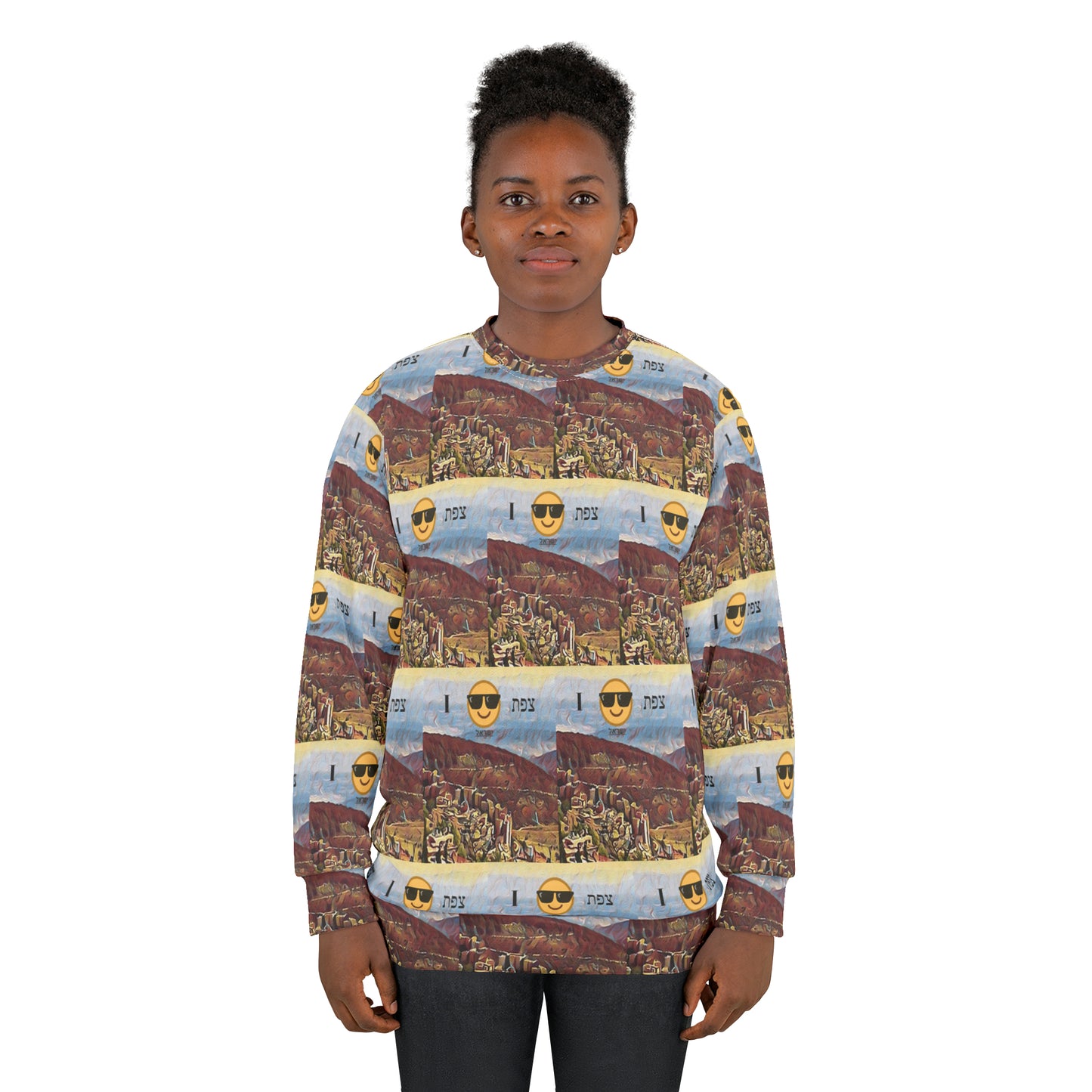 Sweatshirt with Zefat View Souvenir print