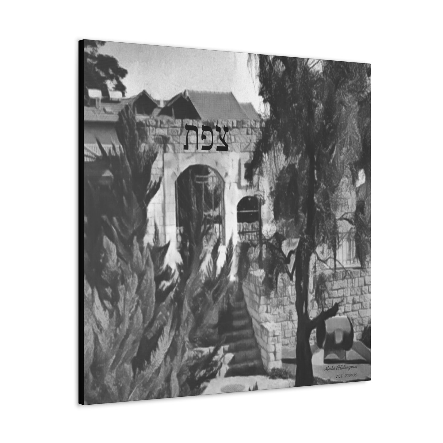 Canvas Gallery Wrap with "Magrave Shul Ruins",  Zefat, Israel [B+ W]