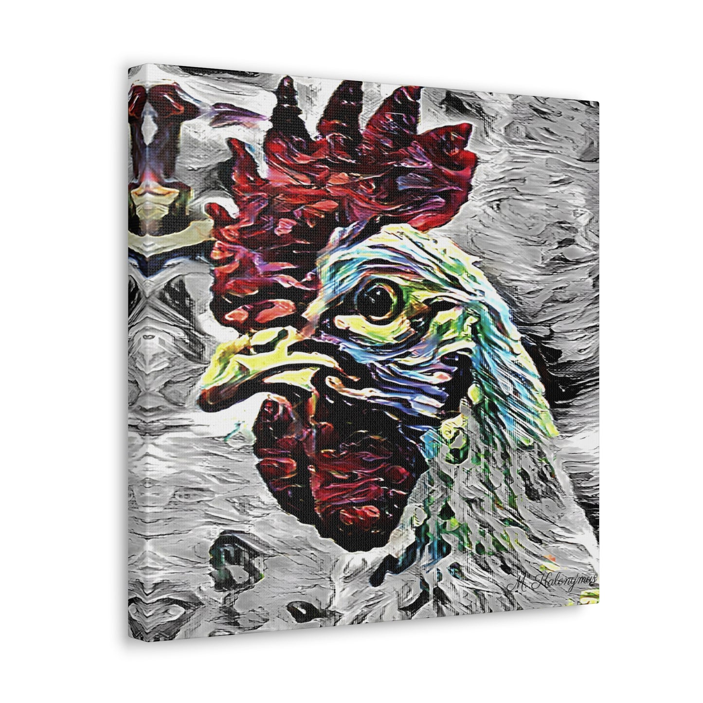 Canvas Gallery Wrap with "Resplendent Chicken'' Monochromatic Plus