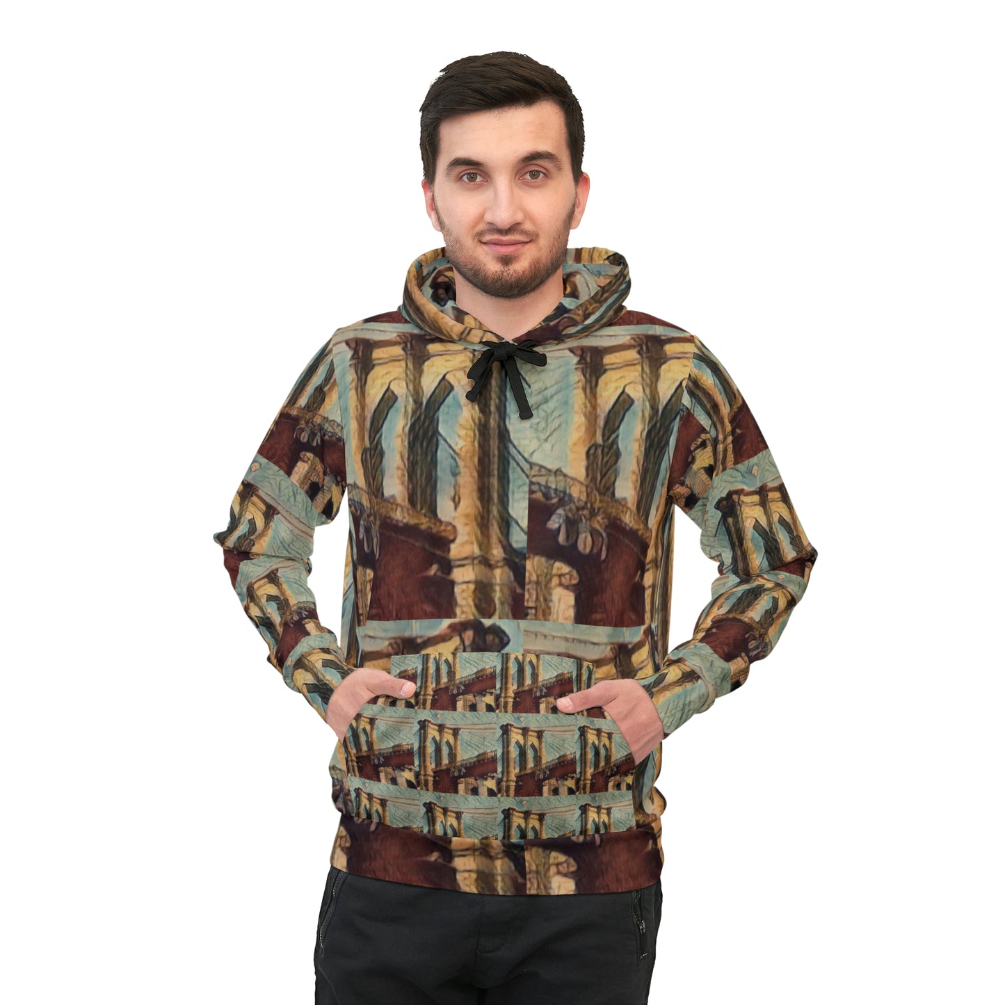 Hooded Sweatshirt with "NYC Brooklyn Bridge" All over Print image